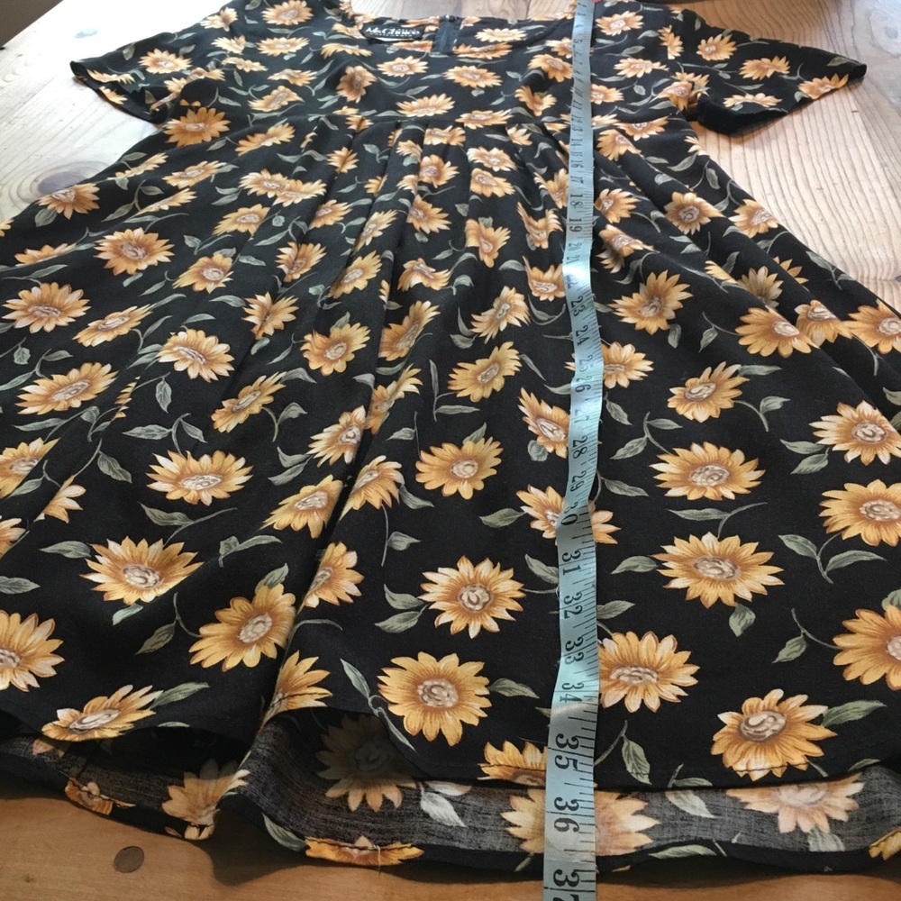 Vintage MsChoice California Sunflower Print Black Floral Mini Dress - Picture 15 of 15